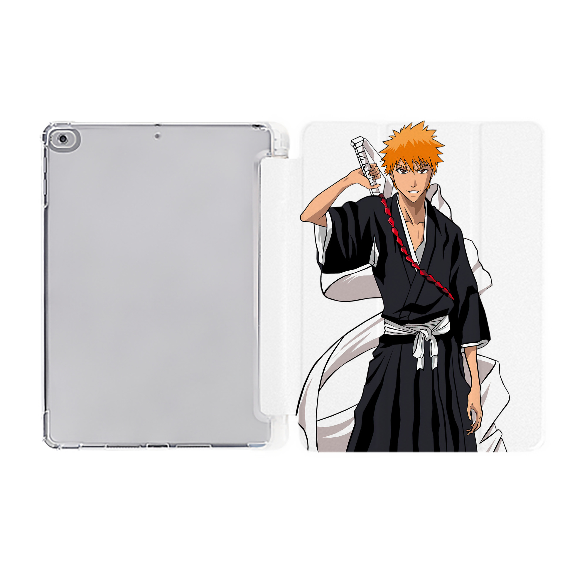 （画像用） ブリーチ 黒崎一護（くろさき いちご）BLEACH Kurosaki Ichigo IPad ケース ペン収納付き 三つ折りスタンド PUレザー×シリコン 対応機種9.5/10.5/10.9インチ